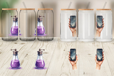 Glass Can Watercolor Witchy Coffee Shop Sublimation artnoy 