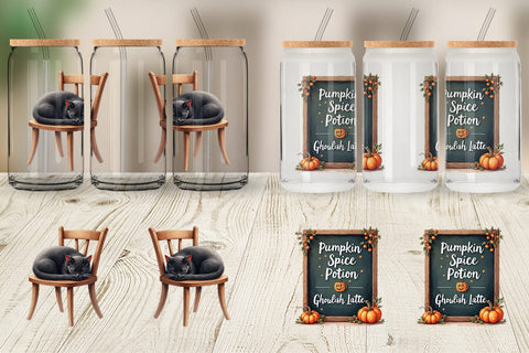 Glass Can Watercolor Witchy Coffee Shop Sublimation artnoy 