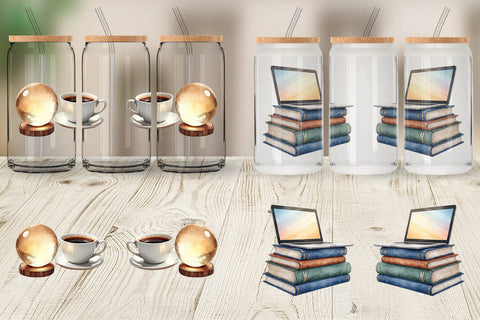 Glass Can Watercolor Witchy Coffee Shop Sublimation artnoy 