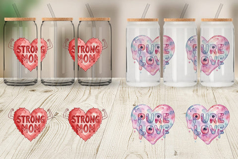 Glass Can Watercolor Wonky Imperfect Heart Art Quotes Sublimation artnoy 