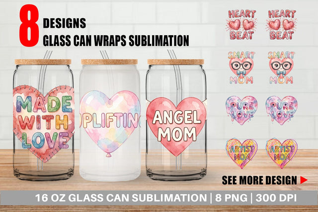 Glass Can Watercolor Wonky Imperfect Heart Art Quotes Sublimation artnoy 