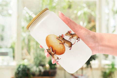Glass Can Watercolor Woodland Friendsgiving Sublimation artnoy 