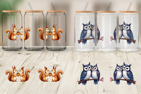 Glass Can Watercolor Woodland Romance Sublimation artnoy 