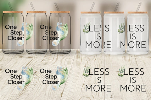 Glass Can Watercolor Zen Botanical Minimal Quote Sublimation artnoy 