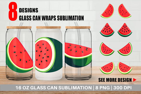 Glass Can Watermelon Sublimation artnoy 