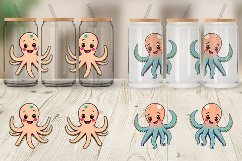 Glass Can Waving Octopus Sublimation artnoy 