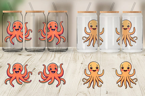 Glass Can Waving Octopus Sublimation artnoy 
