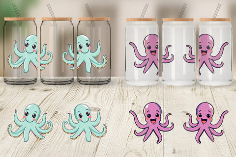 Glass Can Waving Octopus Sublimation artnoy 
