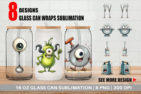 Glass Can Weary Utensils Sublimation artnoy 