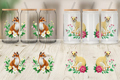 Glass Can Weasel Embroidery Sublimation artnoy 