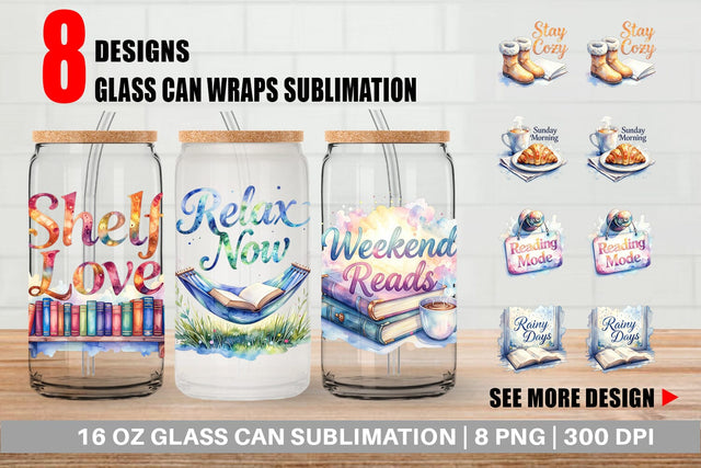 Glass Can Weekend Reading Quotes Sublimation artnoy 