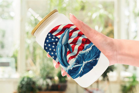 Glass Can Whale 4th of July Sublimation artnoy 