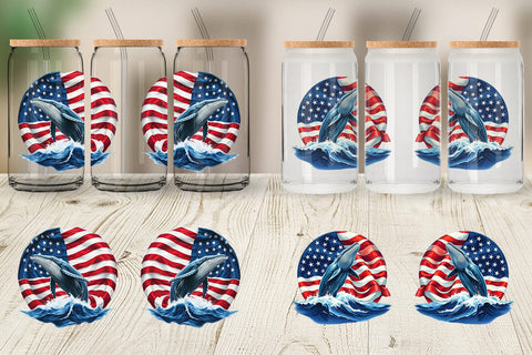 Glass Can Whale 4th of July Sublimation artnoy 
