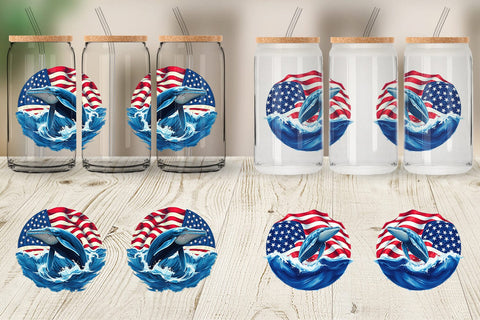 Glass Can Whale 4th of July Sublimation artnoy 