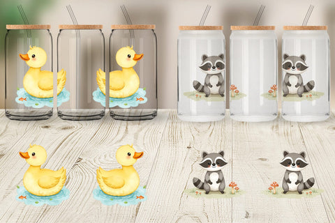 Glass Can Whimsical Animal Parade Sublimation artnoy 