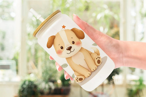 Glass Can Whimsical Animal Parade Sublimation artnoy 