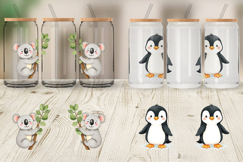 Glass Can Whimsical Animal Parade Sublimation artnoy 