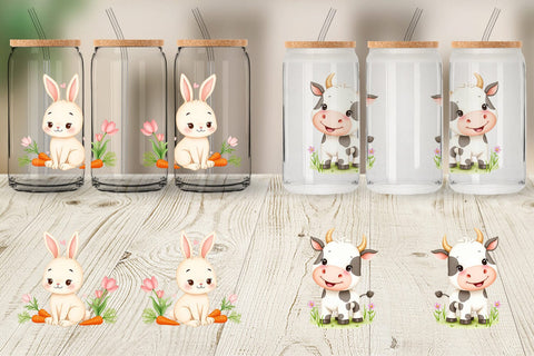 Glass Can Whimsical Animal Parade Sublimation artnoy 