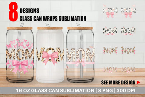 Glass Can Whimsical Boho MOM Butterfly Sublimation artnoy 