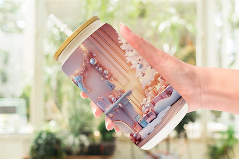 Glass Can Whimsical Christmas Scene Sublimation artnoy 
