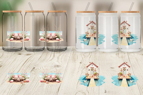 Glass Can Whimsical Coastal Escape Sublimation artnoy 
