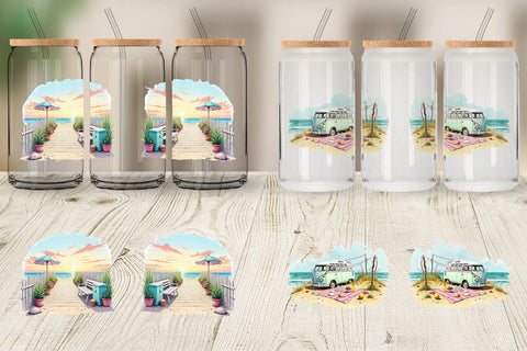 Glass Can Whimsical Coastal Escape Sublimation artnoy 