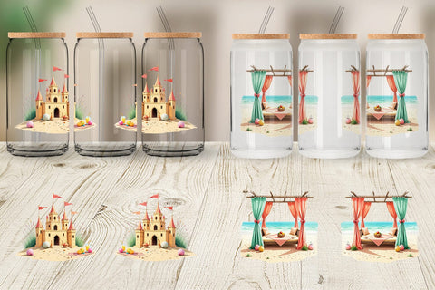 Glass Can Whimsical Coastal Escape Sublimation artnoy 