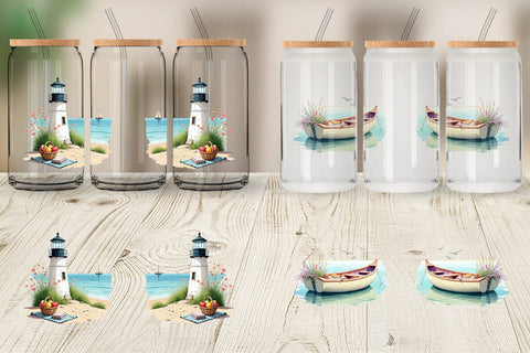 Glass Can Whimsical Coastal Escape Sublimation artnoy 