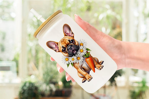 Glass Can Whimsical Easter Pets Sublimation artnoy 