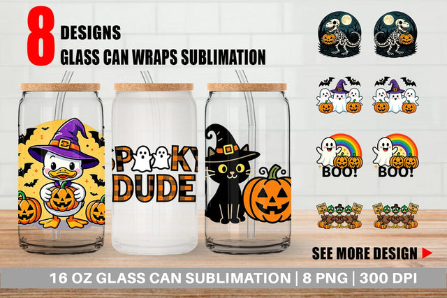 Glass Can Whimsical Halloween Sublimation artnoy 