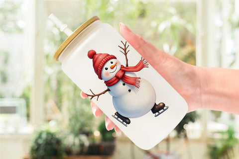 Glass Can Whimsical Holiday Friends Sublimation artnoy 