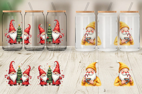 Glass Can Whimsical Holiday Friends Sublimation artnoy 