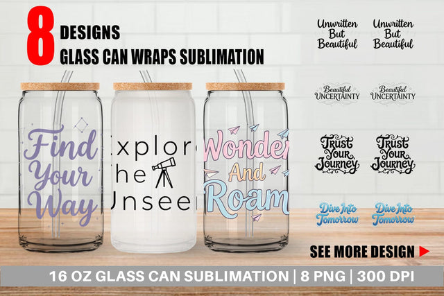 Glass Can Whimsical Journey Post Grad Quotes Sublimation artnoy 