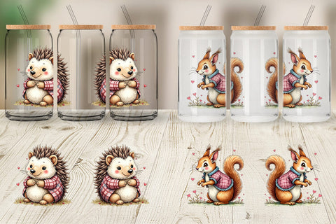 Glass Can Whimsical Patchwork Pets Sublimation artnoy 