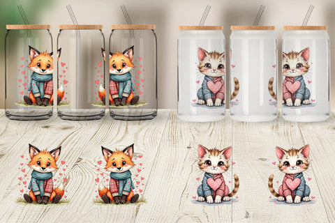 Glass Can Whimsical Patchwork Pets Sublimation artnoy 