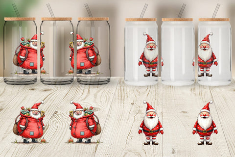 Glass Can Whimsical Santa Workshop Sublimation artnoy 