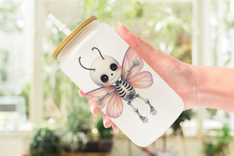 Glass Can Whimsical Skeletons Sublimation artnoy 