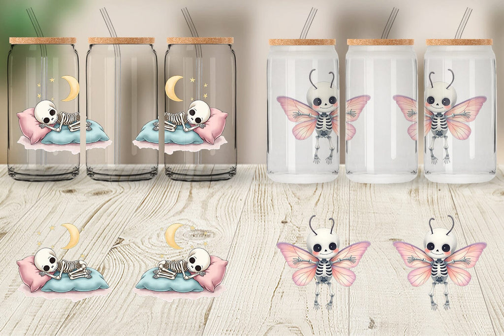 Glass Can Whimsical Skeletons - So Fontsy