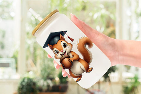 Glass Can Whimsical Woodland Graduates Sublimation artnoy 
