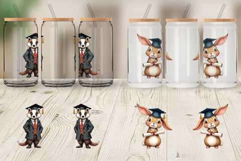 Glass Can Whimsical Woodland Graduates Sublimation artnoy 