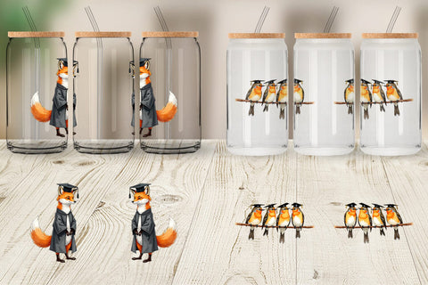 Glass Can Whimsical Woodland Graduates Sublimation artnoy 