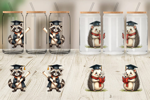 Glass Can Whimsical Woodland Graduates Sublimation artnoy 