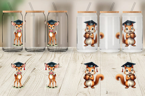 Glass Can Whimsical Woodland Graduates Sublimation artnoy 
