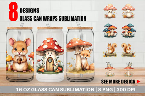 Glass Can Whimsical Woods Sublimation artnoy 