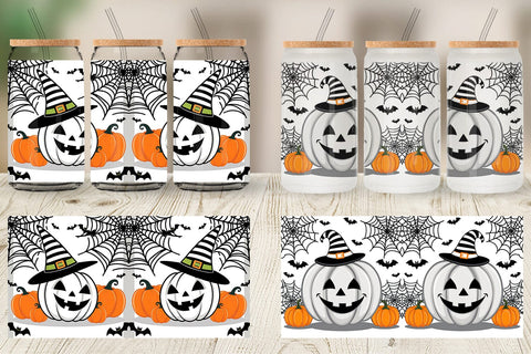 Glass Can White Pumpkin Sublimation artnoy 