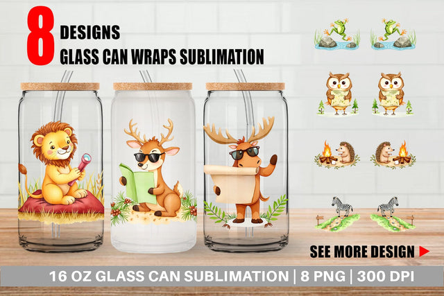 Glass Can Wild Animal Adventures Sublimation artnoy 