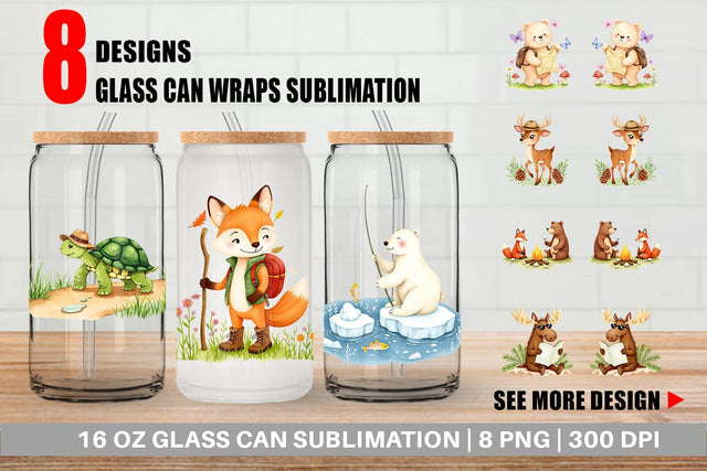 Glass Can Wild Animal Adventures Sublimation artnoy 