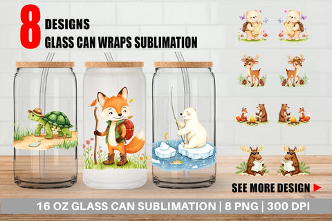Glass Can Wild Animal Adventures Sublimation artnoy 