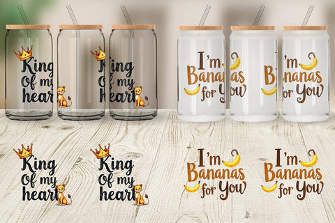 Glass Can Wild at Heart Jungle Valentine Watercolor Quotes Sublimation artnoy 