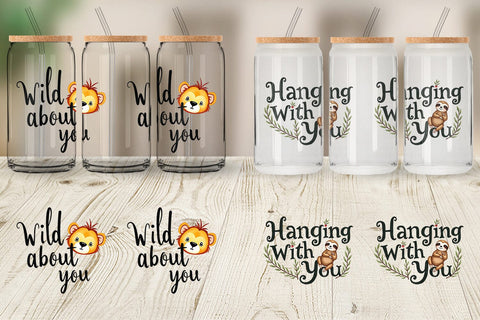 Glass Can Wild at Heart Jungle Valentine Watercolor Quotes Sublimation artnoy 